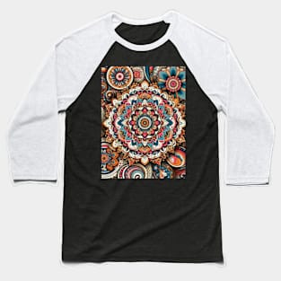 Vibrant Floral Blooming Mandala Baseball T-Shirt